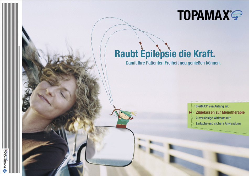 Sympathiefigur
Epilepsiemedikament, Layout und Illustration